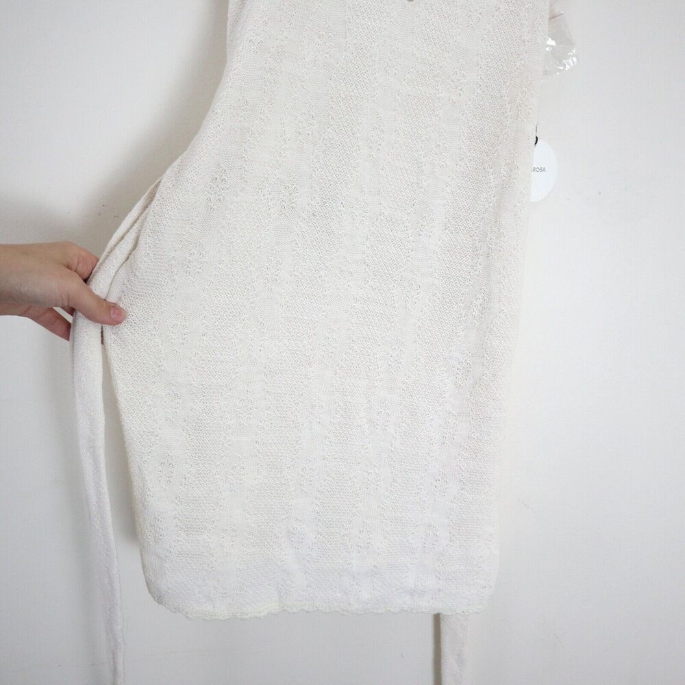 NWT Tularosa Size S 'Meave' Crochet Knit Mini Dress Cream Tie Shoulder Belted - Picture 8 of 12